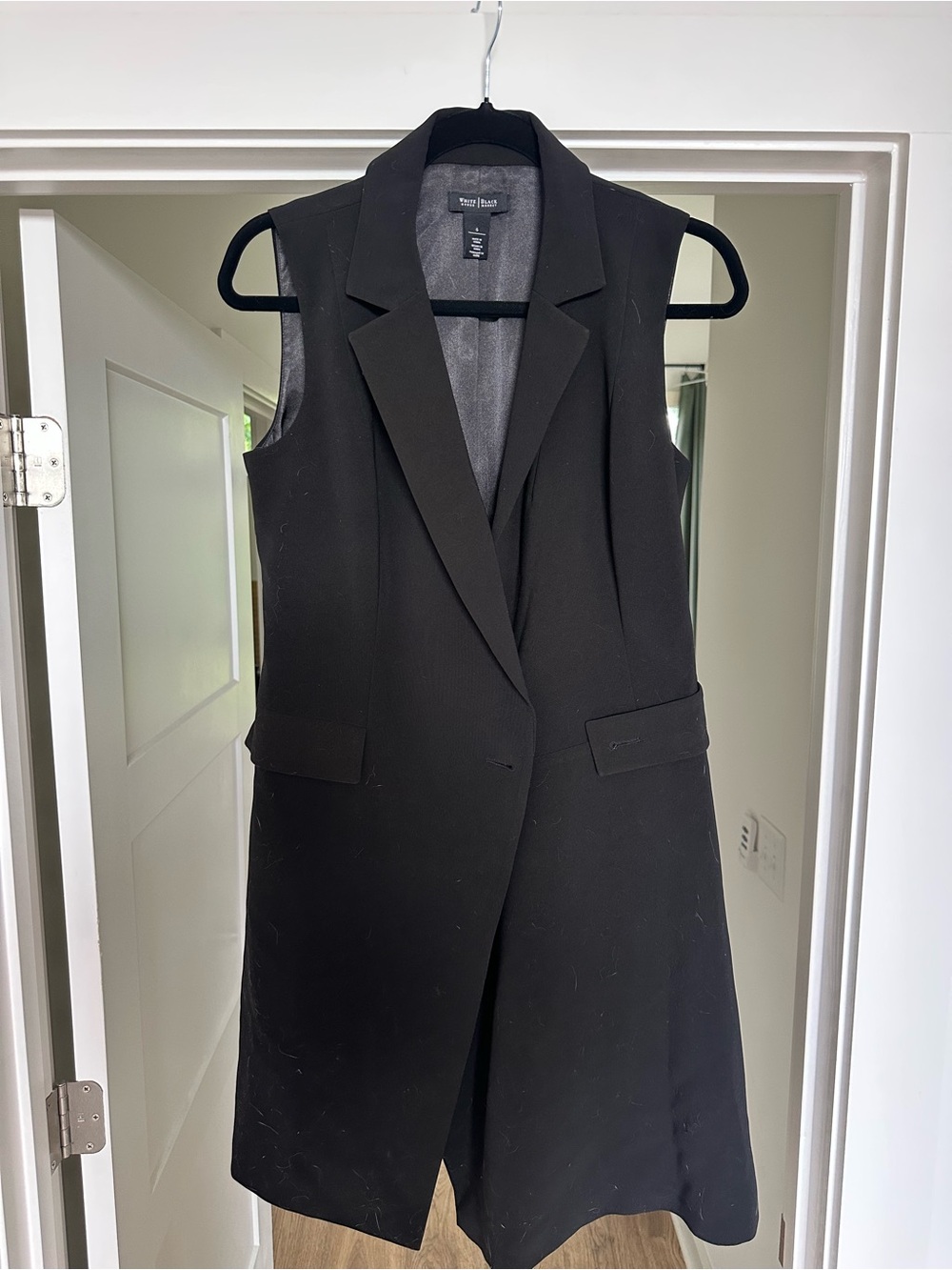 White House Black Market Black Sleeveless Midi Blazer Dress